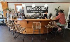 Chairs circling around the front counter