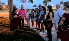 A group visiting the Huguenot Cemetery