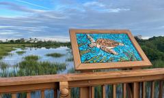 A sea turtle display on the Vilano Beach Nature Boardwalk