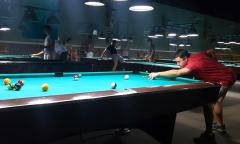 Playing pool at Anastasia Billiard Room in St. Augustine.