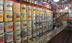 Various flavors of gourmet popcorn inside the shop