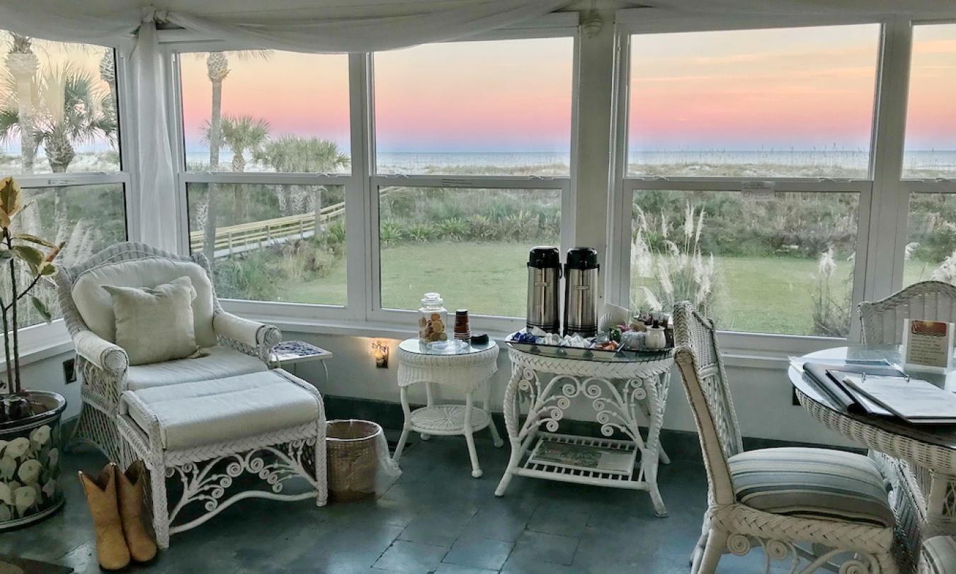 Views of St. Augustine Beach the verandah at dusk