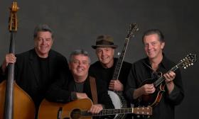 The Peyton Brothers Band with guitar, bass, banjo and mandolin