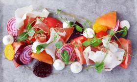 A spread of fresh food items and garnishes