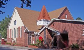 St. Paul A.M.E. Church on Martin Luther King Avenue, under a blue sky