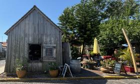 The exterior of the Crucial Coffee shack