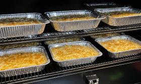 Large trays of mac and cheese