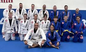 A group posing after a class at Gracie Barra