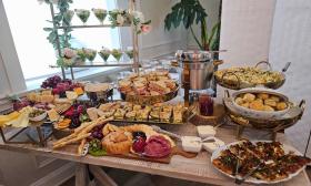 A spread of food for a baby shower