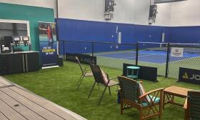 The seating area overlooking the courts