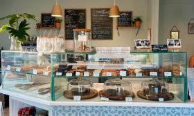 The counter space at the bakery and cafe