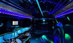 The interior of a limousine