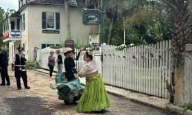 Dancing and festivities on Aviles Street