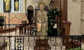 The statue of St. James can be seen in the sanctuary of the Cathedral Basilica