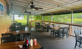 The outdoor deck at the restaurant