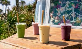 Different flavored smoothies at Peace & Cream