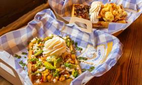 Street corn and brisket mac-n-cheese waffles