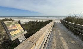 The boardwalk leading to the beach