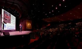 A view of the stage and the audience during the opening night of the St. Augustine Film Festival