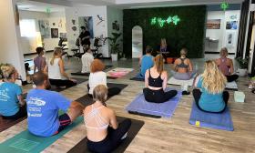 A yoga class during a session