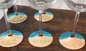 DIY beach-themed wine glasses