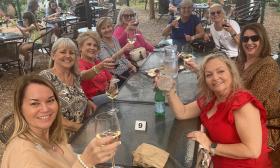 A wine tour group at a local spot