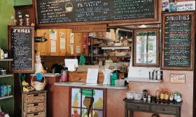 The counter inside the shop