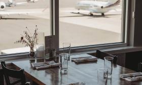 The views of the runway from a dining table