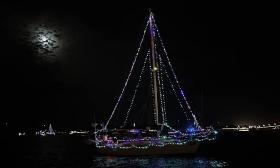 A ship decorated for the Regatta of Lights