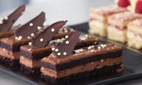 Chocolate desserts displayed