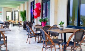 Patio seating outside the eatery