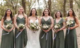 The bride and her attendants, with charming bouquets 