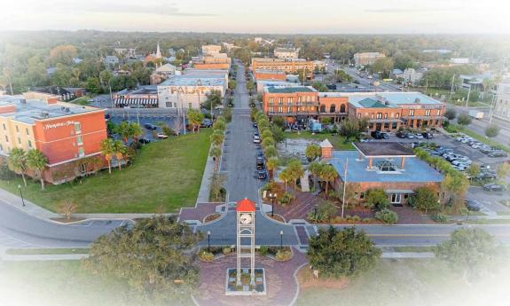 An aerial view of the city of Palatka, east of St. Augustine on the St. Johns River