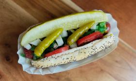 A Chicago-style hot dog