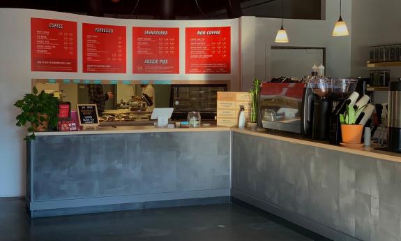 The counter inside the Kookaburra cafe