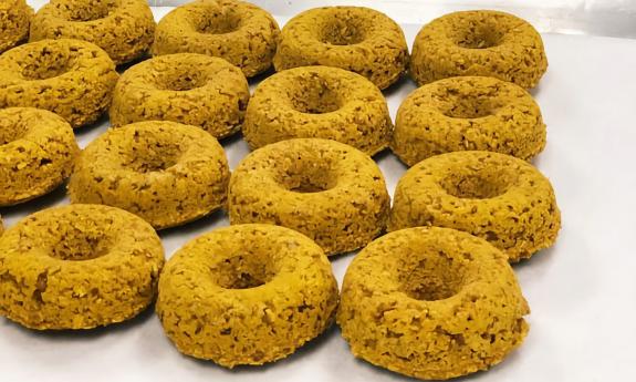 Gluten-free pumpkin donuts on a tray