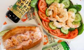 A shrimp roll and salad at Mason's