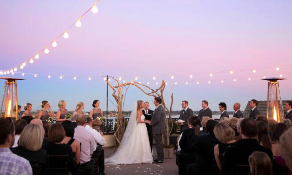 A marriage ceremony on the deck of the White Room