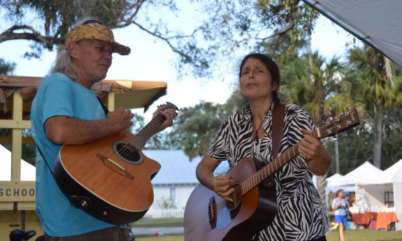 The band Harri Buffalo, playing outdoors; image courtesy of Gail Carson