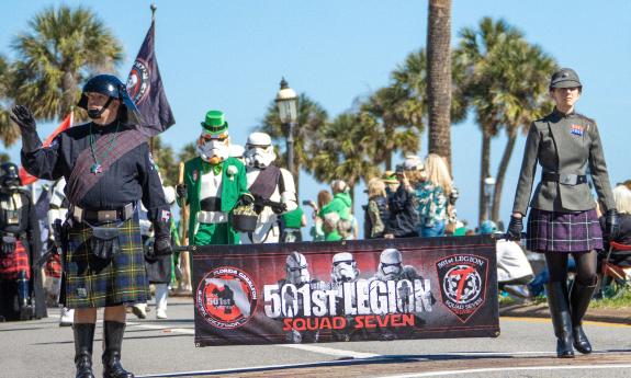 The 501 Legion marching in the St. Augustine St. Patrick's Day Parade