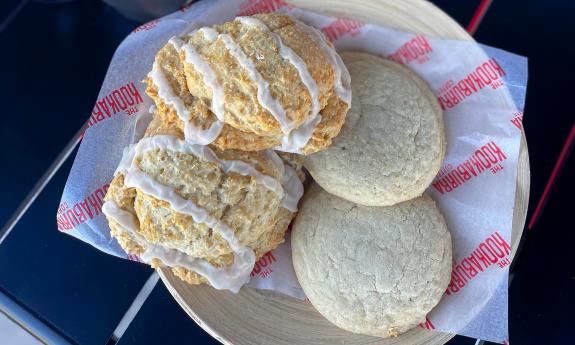 Assorted scones and cookies on a plate