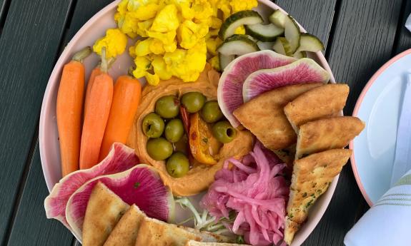 A platter of various finger foods