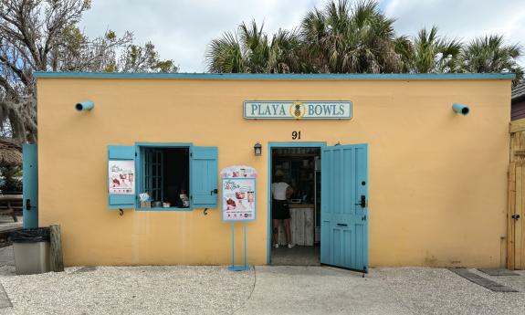 The exterior of Playa Bowls in downtown St. Augustine