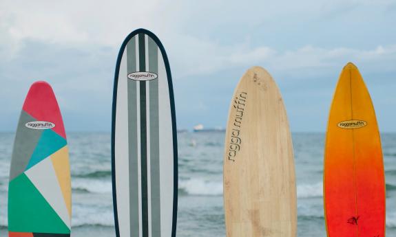 Various eco-friendly surfboards