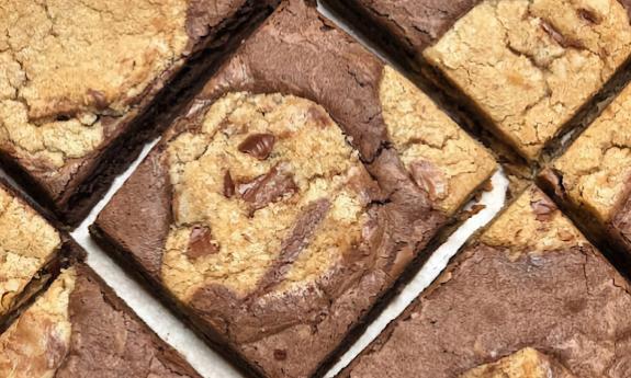 Cookie brownies on a tray