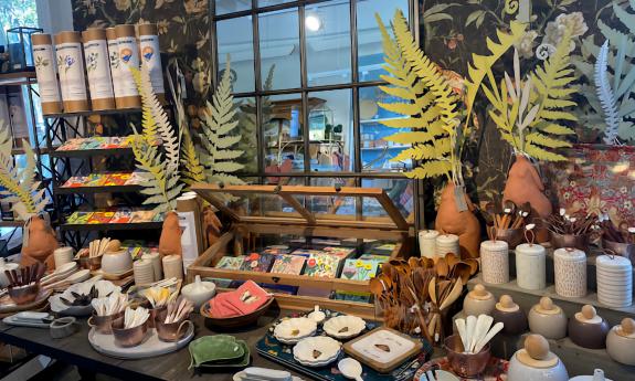 Various products displayed on the table