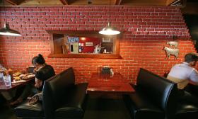 The inside dining area at Brisky's BBQ