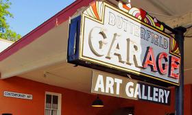 The gallery owners kept the old sign when the building was transformed into an art gallery in 1999.