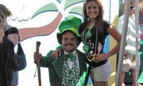 Robert Hoover, Oasis manager, dressed out as a leprechaun for the St. Patrick's Day celebrations.