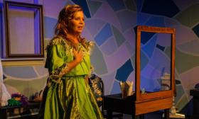 Gina Mangus, in the monologue, "Fifteen Minutes" at Limelight Theatre in St. Augustine.